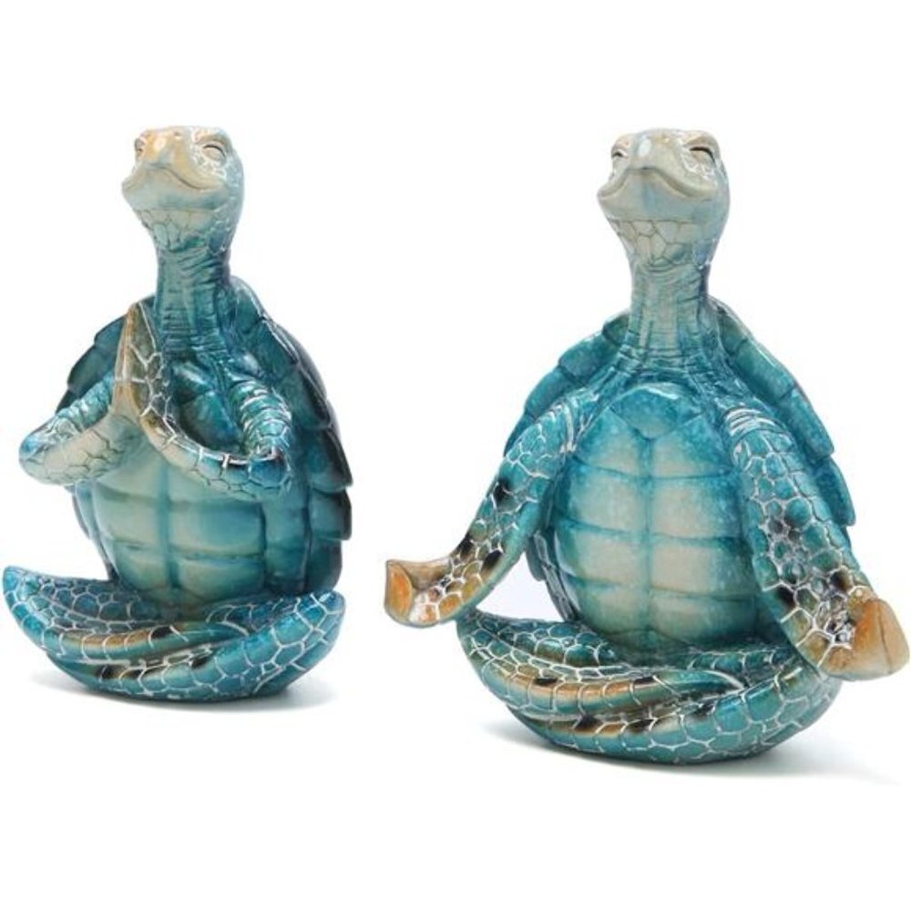 Cute Sea Turtle Yoga Figurines Set of 2 Home Decor